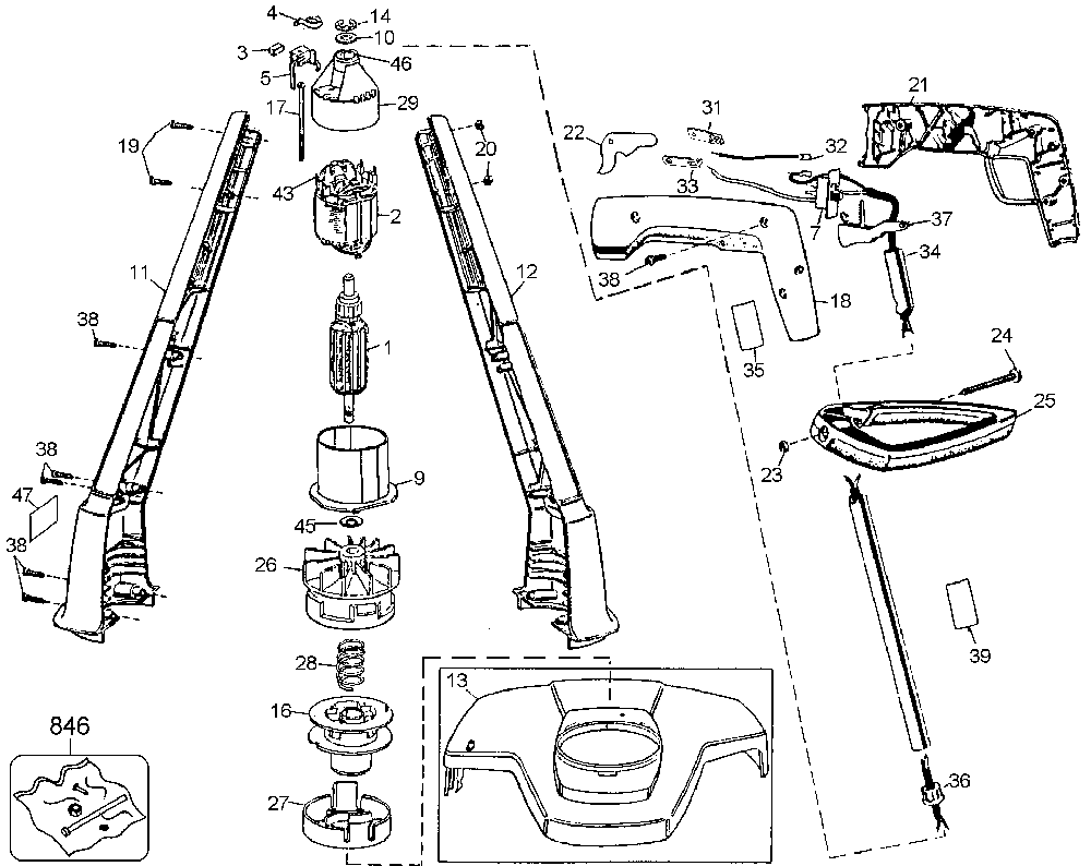 Exploded Diagram A Diagram and Parts List for ST300-04 Type 2 Black and Decker Trimmer